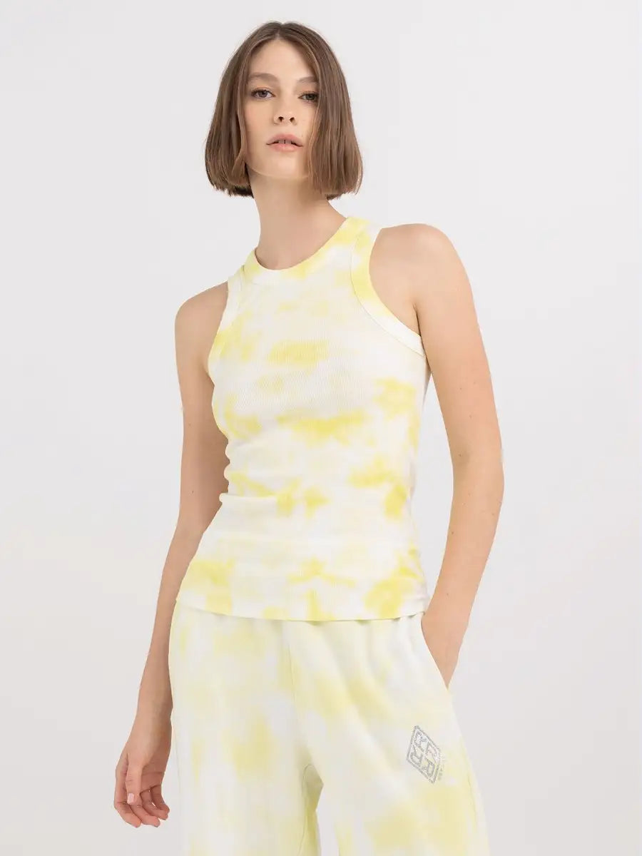 REPLAY BATIKOVANÝ ŽEBROVANÝ TOP BEZ RUKÁVŮ