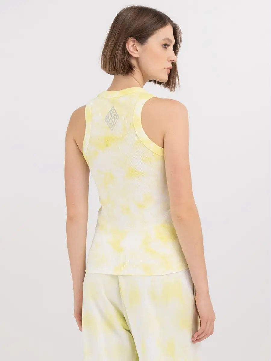 REPLAY BATIKOVANÝ REBROVANÝ TOP BEZ RUKÁVOV