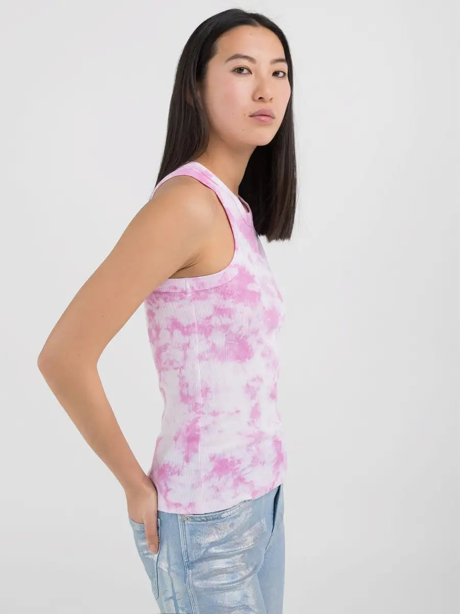 REPLAY BATIKOVANÝ ŽEBROVANÝ TOP BEZ RUKÁVŮ