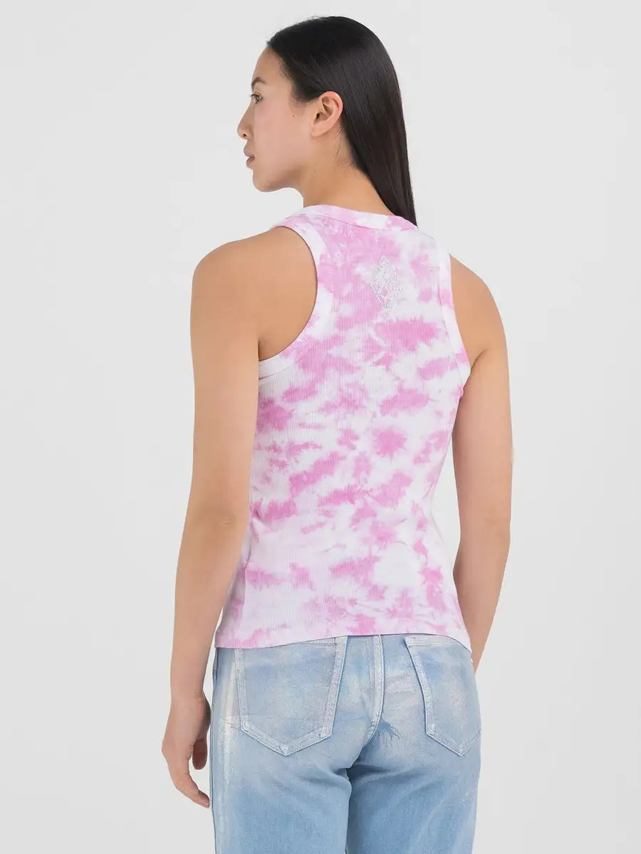 REPLAY BATIKOVANÝ ŽEBROVANÝ TOP BEZ RUKÁVŮ