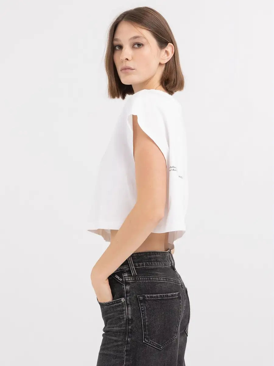 REPLAY DÁMSKÝ CROP TOP Z ŽERZEJE S POTISKEM - W3098 .000.23608P