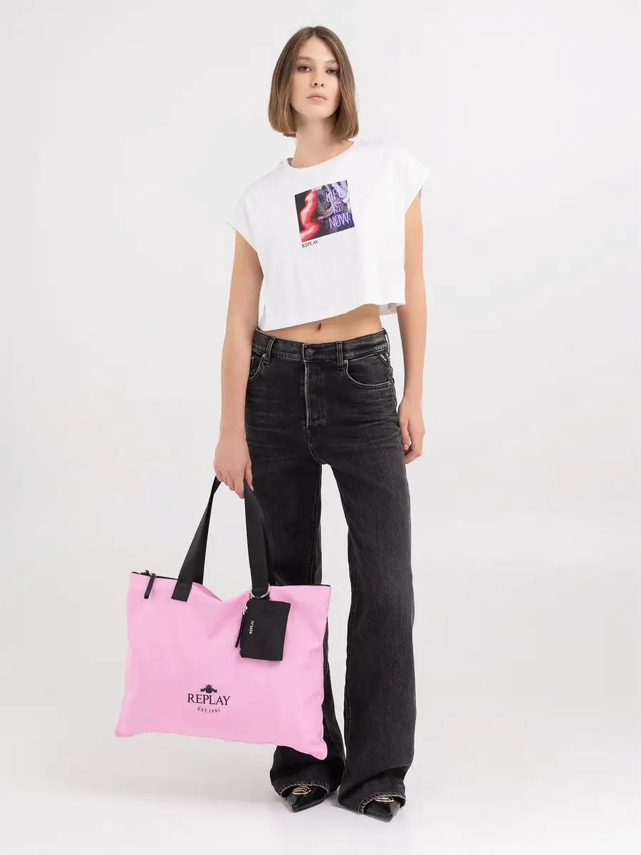 REPLAY DÁMSKÝ CROP TOP Z ŽERZEJE S POTISKEM - W3098 .000.23608P