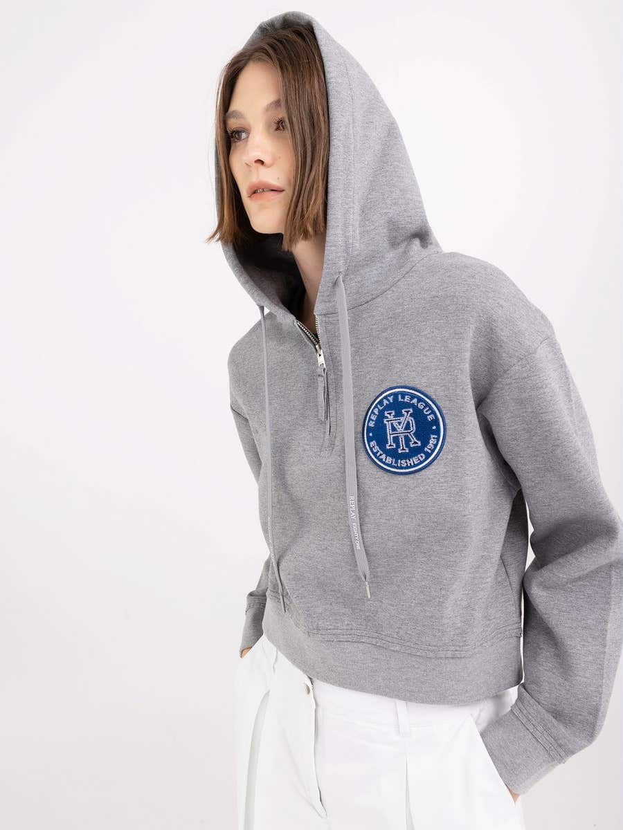 REPLAY WOMEN'S CROPPED SWEATSHIRT WITH PATCH