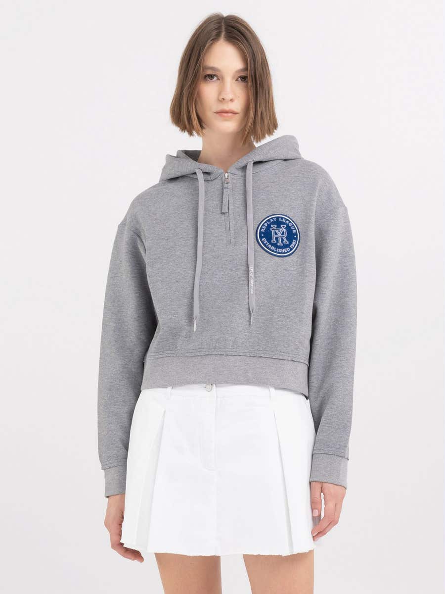 REPLAY WOMEN'S CROPPED SWEATSHIRT WITH PATCH