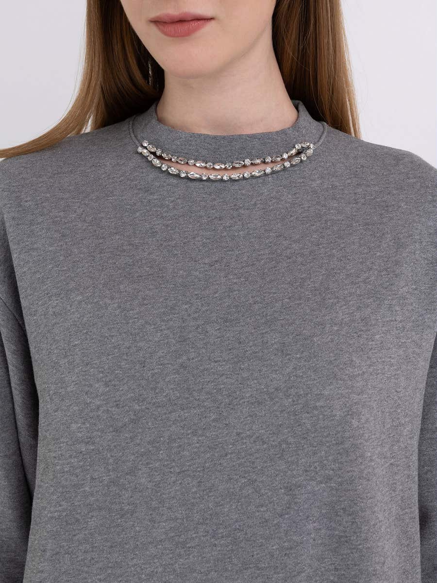 REPLAY DÁMSKÁ MIKINA S VÝSTŘIHEM S KAMÍNKY