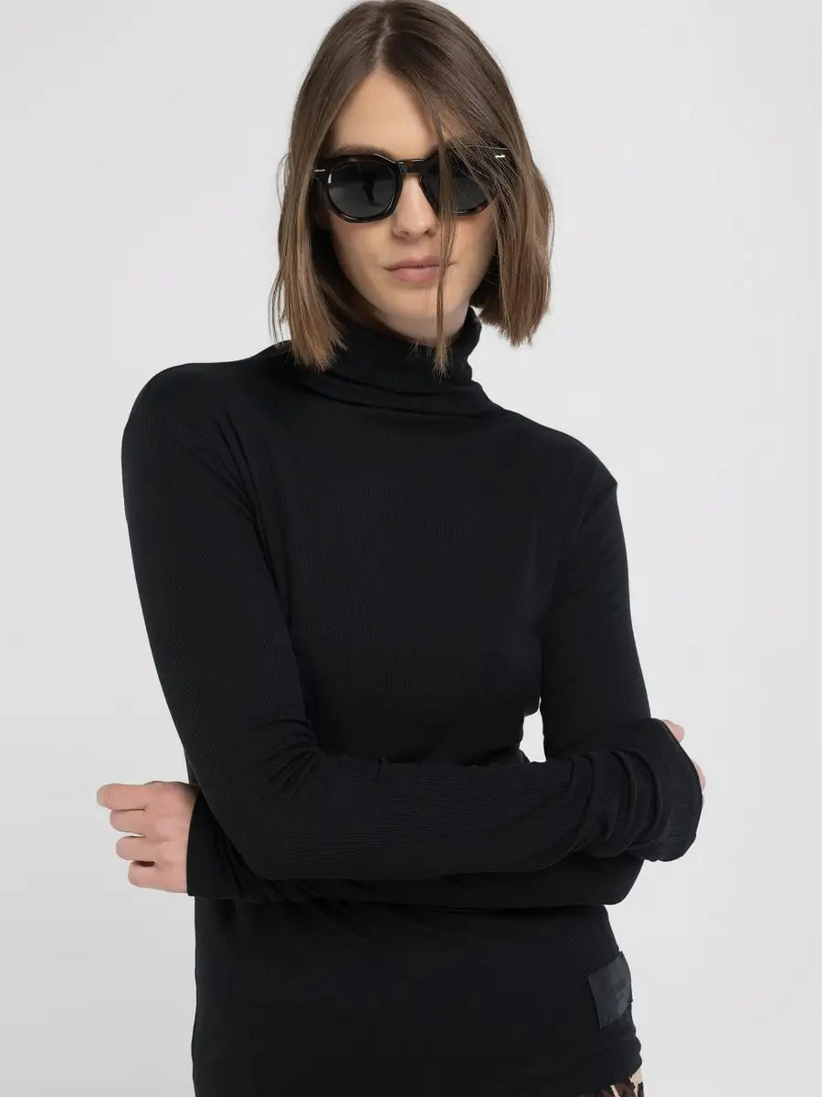 REPLAY NŐI SLIM-FIT PÓLÓ HOSSZÚ UJJAL ÉS MAGAS GALLÉRRAL