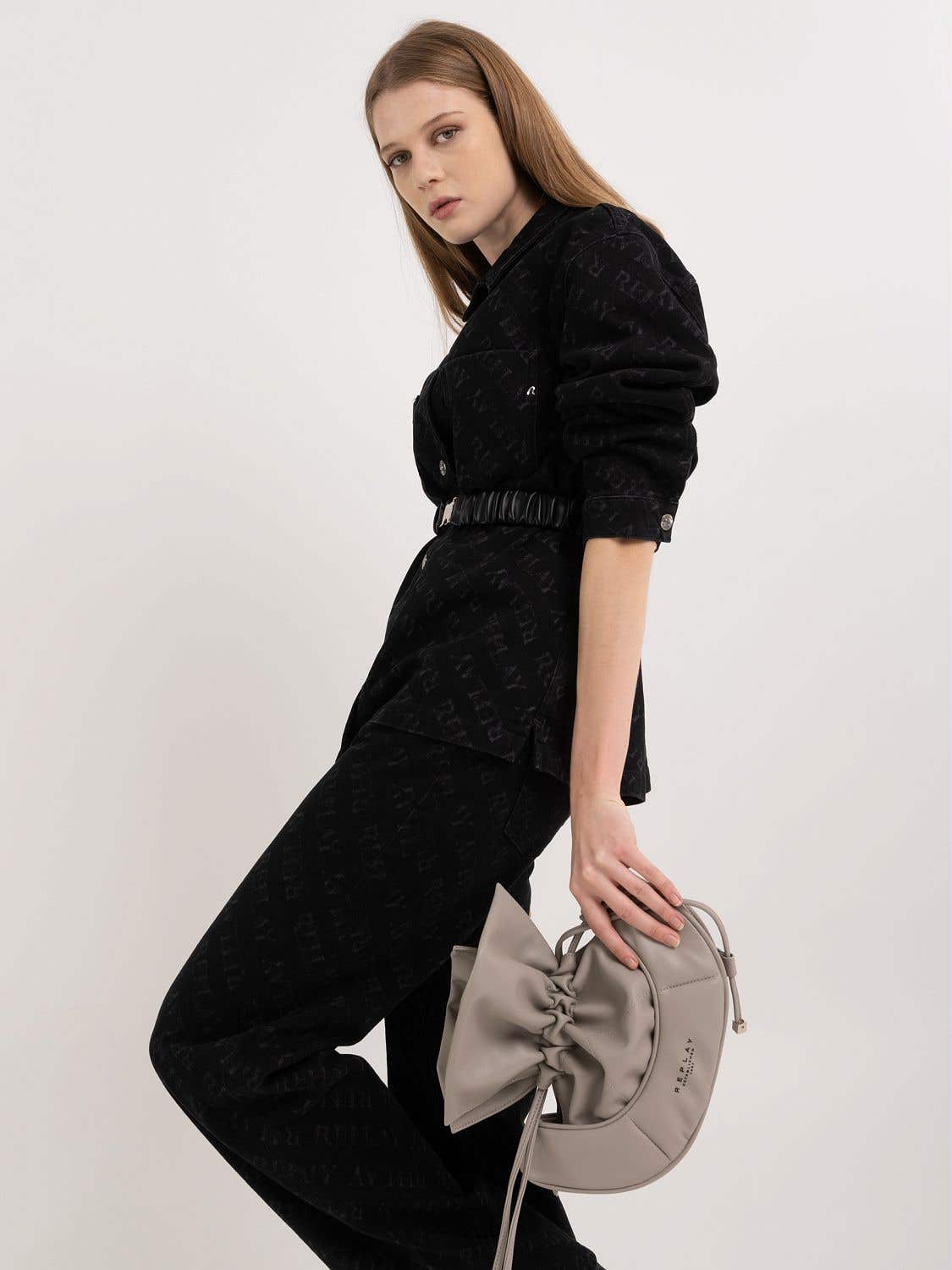 WOMEN'S REPLAY DENIM OVERSHIRT WITH ALL-OVER LOGO