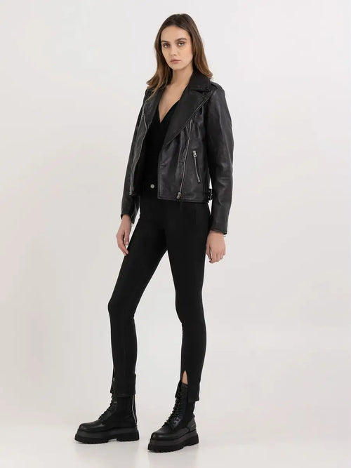 WOMEN'S REPLAY SLIM FIT CRUST LEATHER JACKET