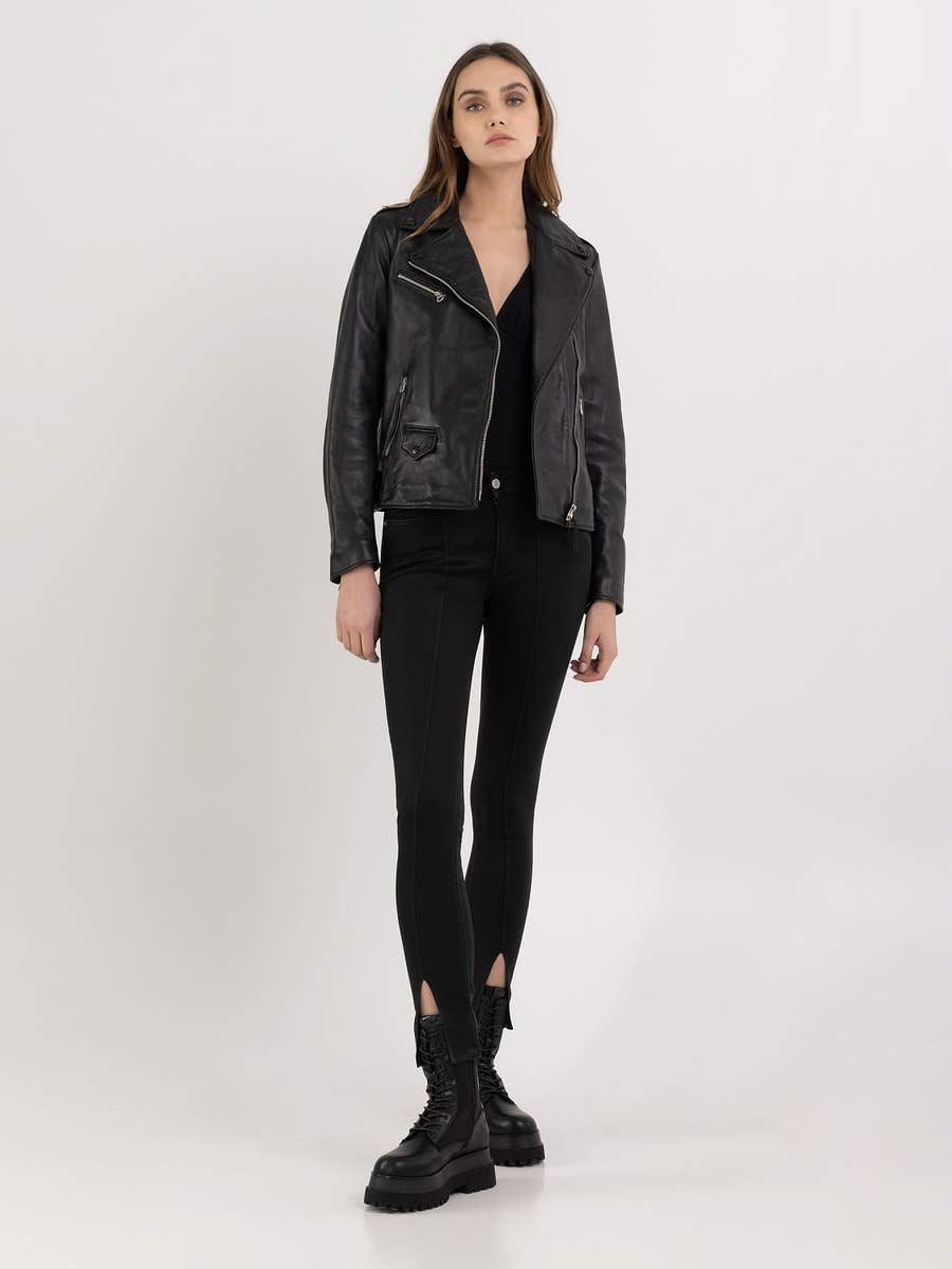 NŐI REPLAY BŐRDZSEKI KARCSÚ SZABÁSÚ VÁGOTT CRUST BŐRBŐL