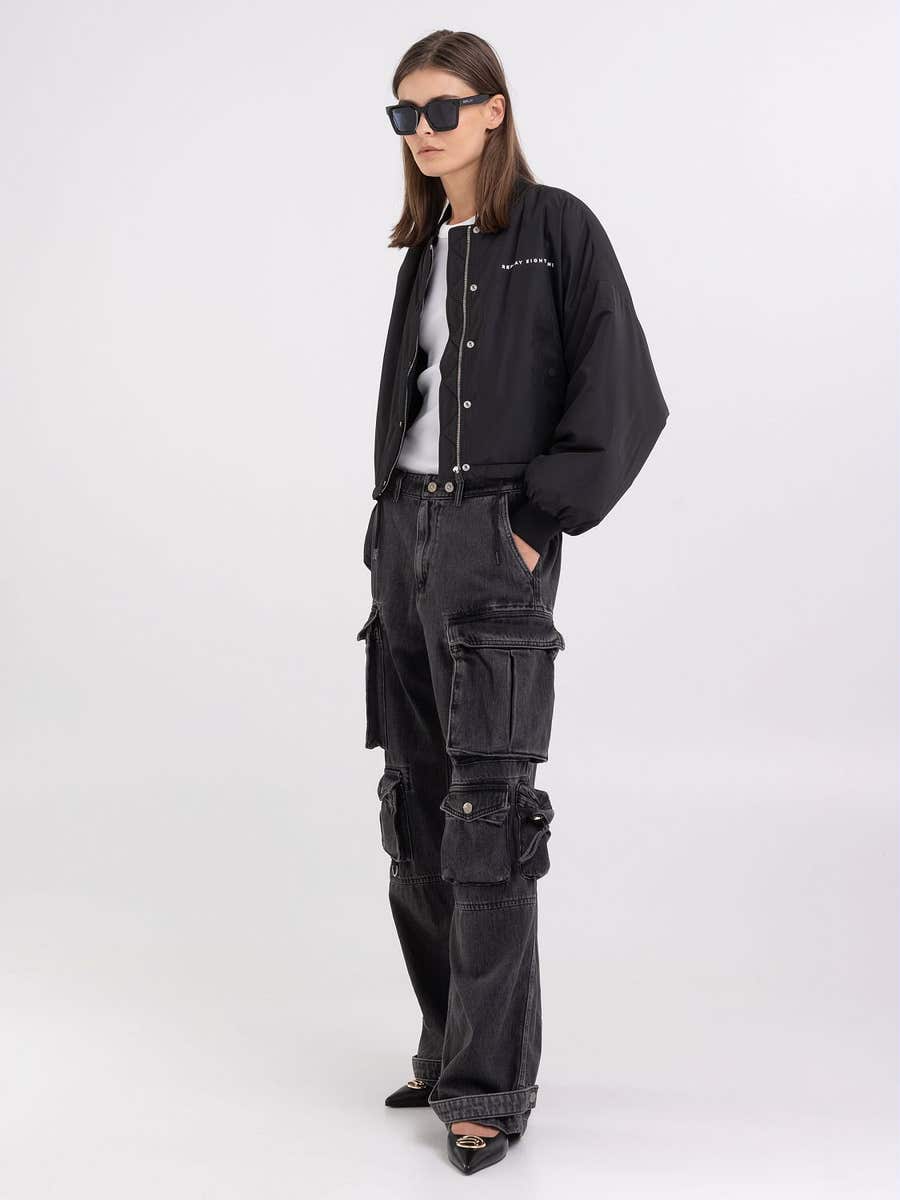 REPLAY WOMEN'S CROP NYLON BOMBER JACKET