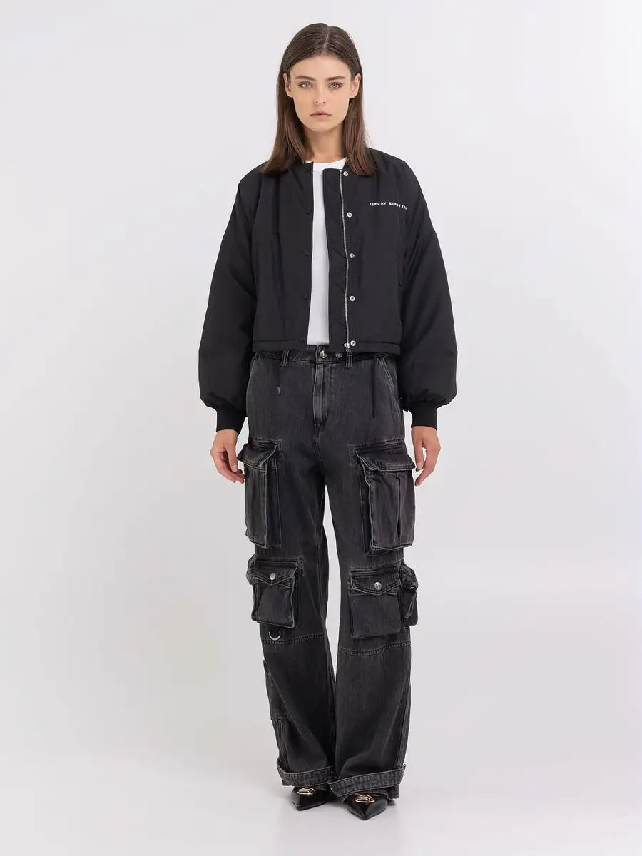 REPLAY WOMEN'S CROP NYLON BOMBER JACKET