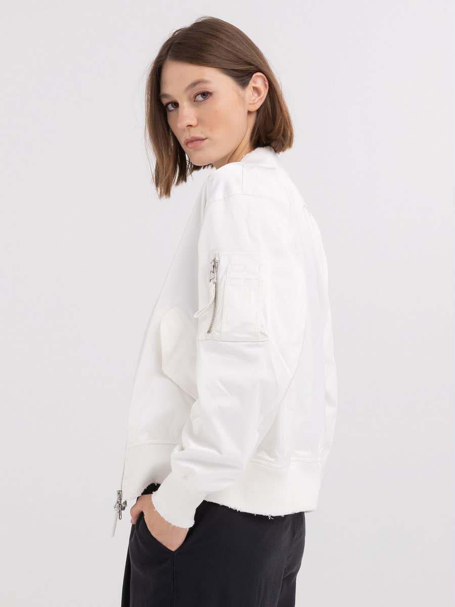 REPLAY WOMEN'S NYLON BOMBER JACKET WITH MICRO-TEAR