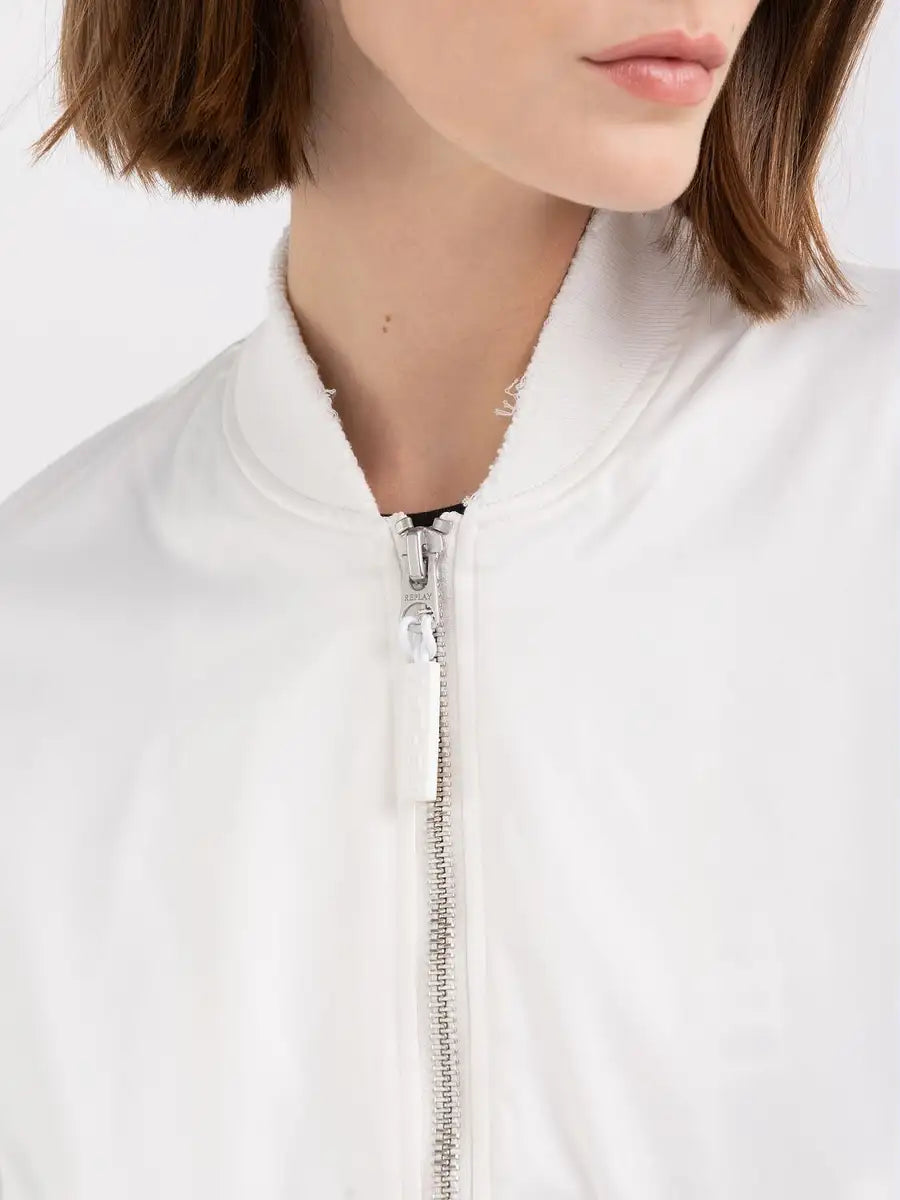 REPLAY WOMEN'S NYLON BOMBER JACKET WITH MICRO-TEAR