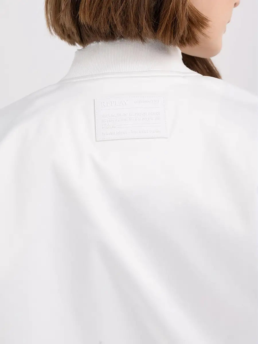 REPLAY WOMEN'S NYLON BOMBER JACKET WITH MICRO-TEAR
