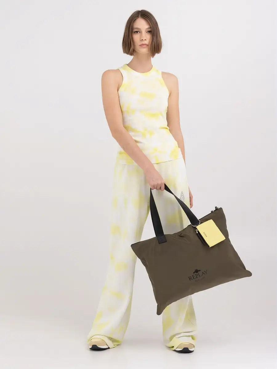 BATIKOVANÉ ŠIROKÉ NOHAVICE JOGGER S POTLAČOM 