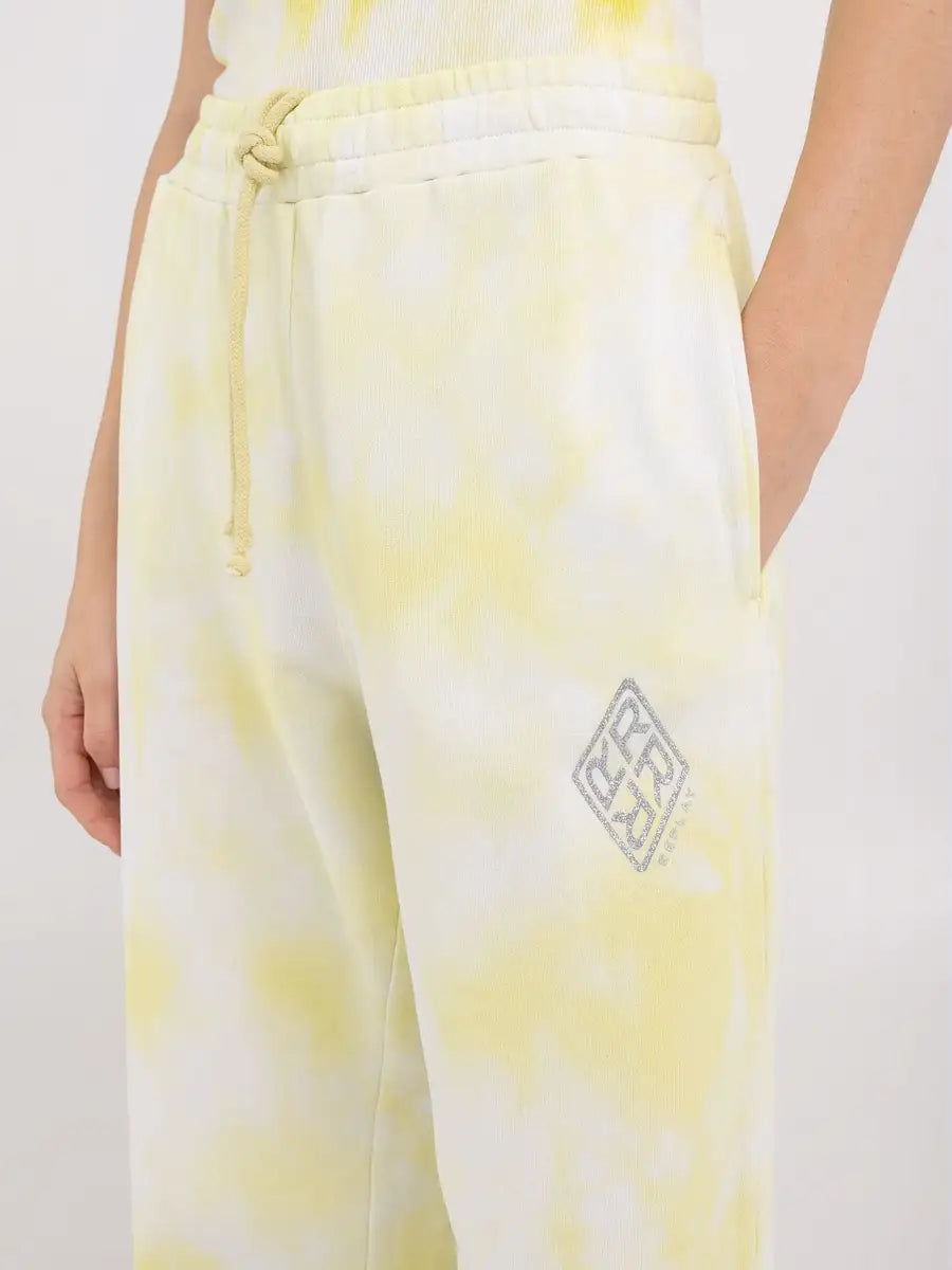 BATIKOVANÉ ŠIROKÉ NOHAVICE JOGGER S POTLAČOM 