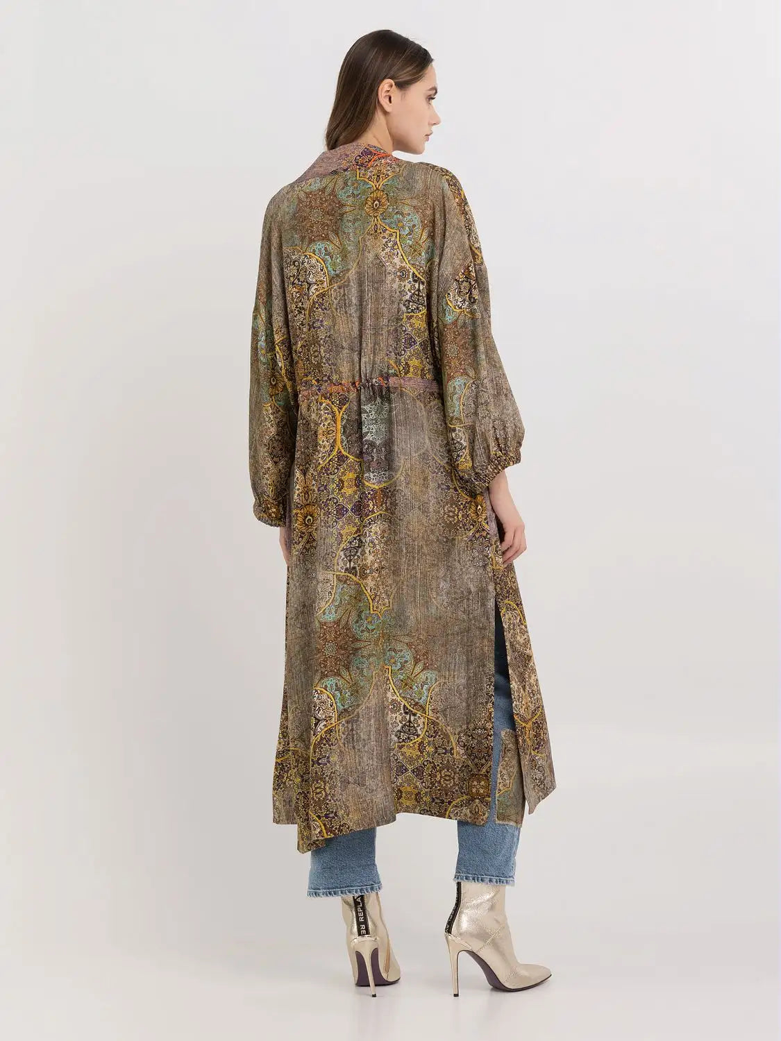 DLOUHÉ KIMONOVÉ ŠATY REPLAY S ARABESKOVÝM POTISKEM