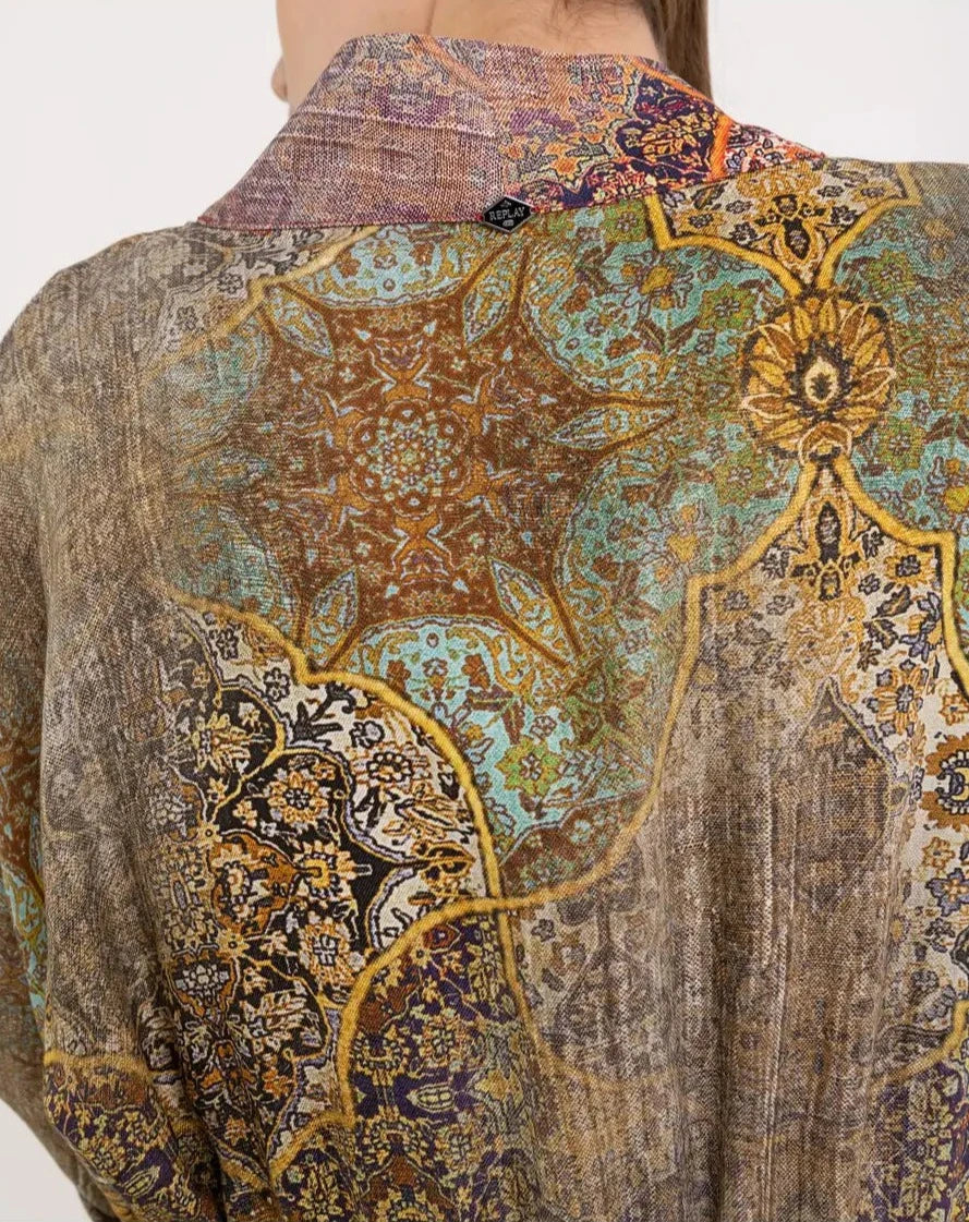 DLOUHÉ KIMONOVÉ ŠATY REPLAY S ARABESKOVÝM POTISKEM