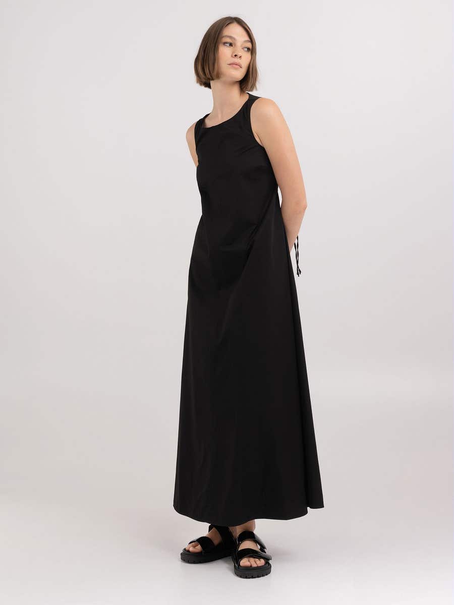 REPLAY COTTON TWILL MAXI DRESS WITH CUT-OUT BACK