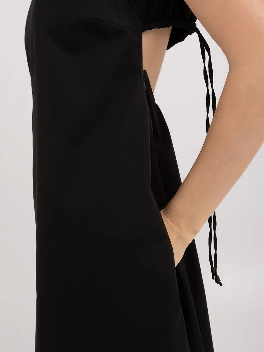 REPLAY COTTON TWILL MAXI DRESS WITH CUT-OUT BACK