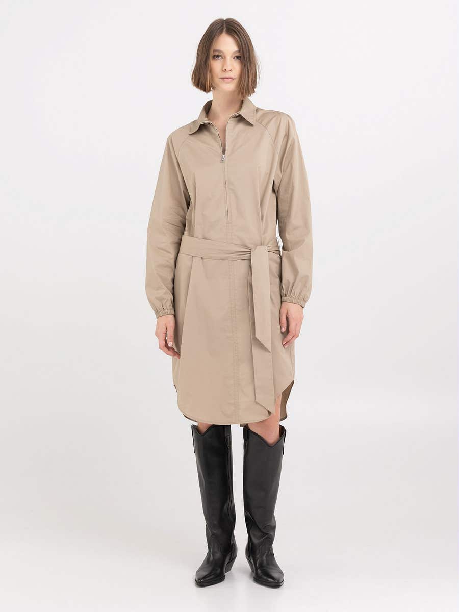 REPLAY SHIRT DRESS WITH ZIP AND BELT