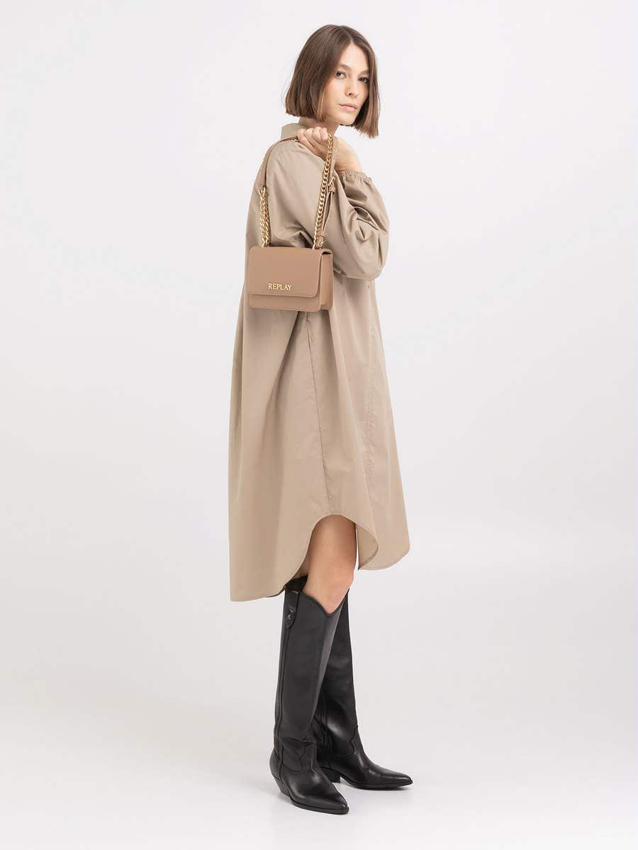 REPLAY SHIRT DRESS WITH ZIP AND BELT