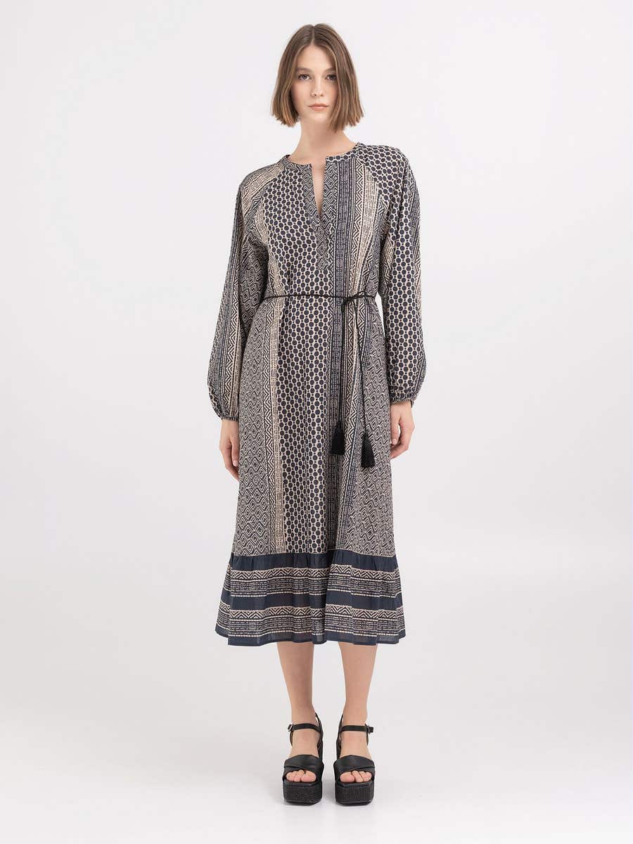 REPLAY LONG DRESS WITH PATCHWORK PRINT