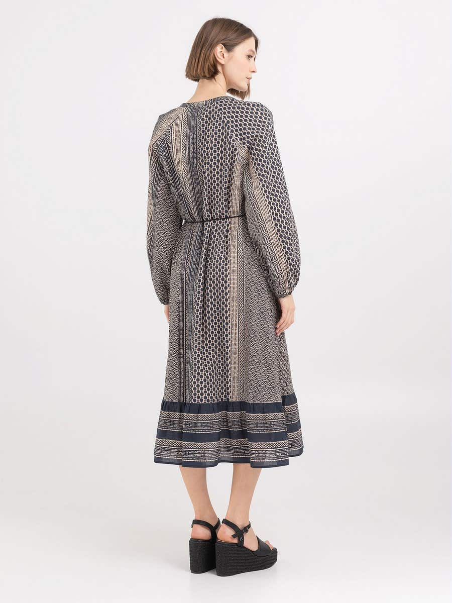 REPLAY LONG DRESS WITH PATCHWORK PRINT