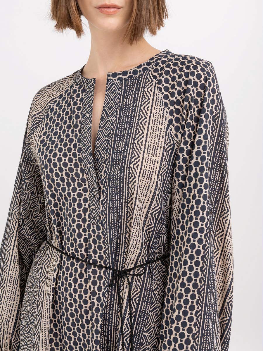 REPLAY LONG DRESS WITH PATCHWORK PRINT