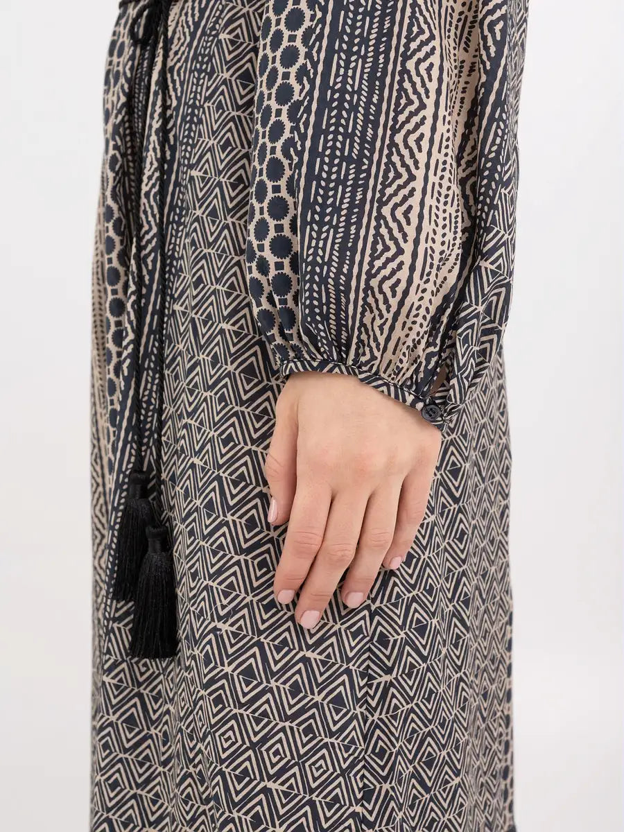REPLAY LONG DRESS WITH PATCHWORK PRINT
