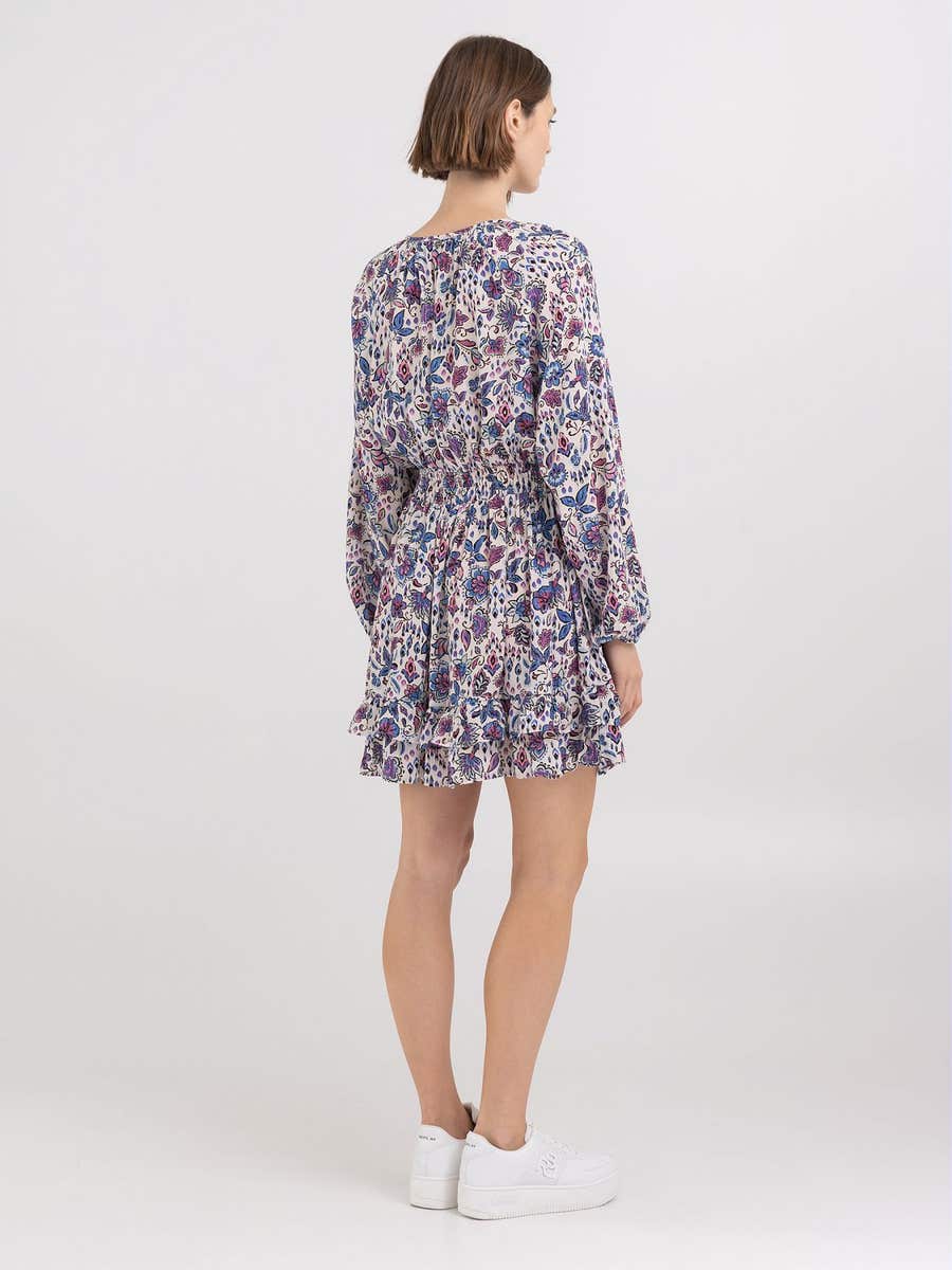 REPLAY KRÁTKÉ KVĚTINOVÉ ŠATY S KRAJKOU A KNOFLÍKY 