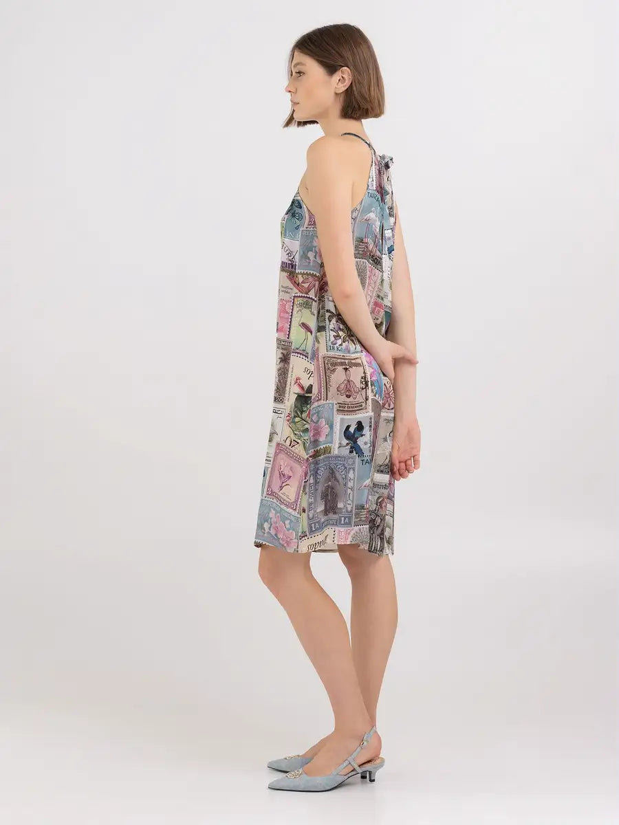 SHORT REPLAY DRESS WITH VOYAGE PRINT