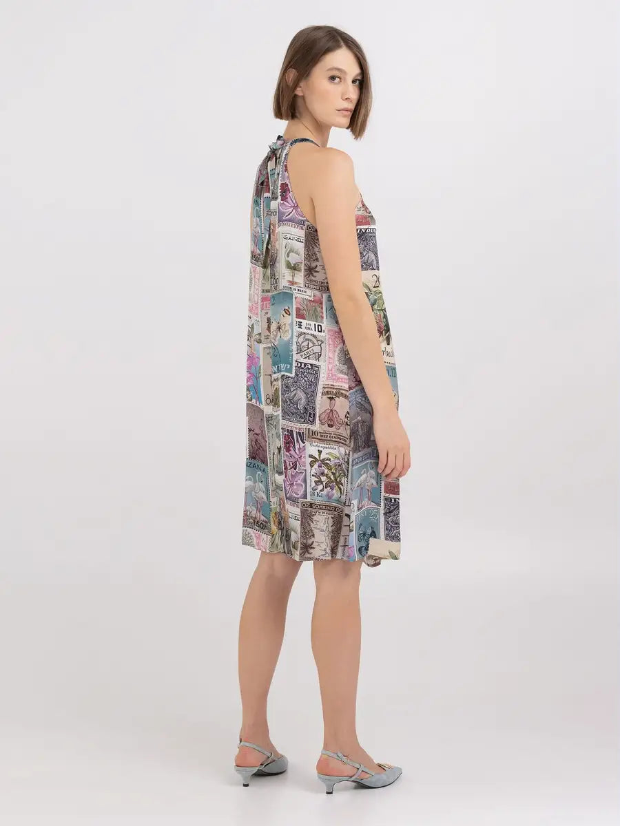 SHORT REPLAY DRESS WITH VOYAGE PRINT