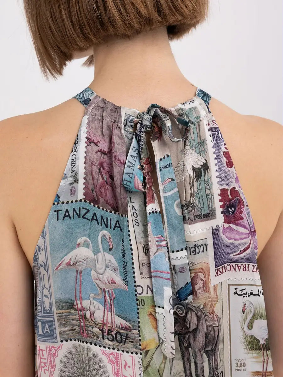 SHORT REPLAY DRESS WITH VOYAGE PRINT