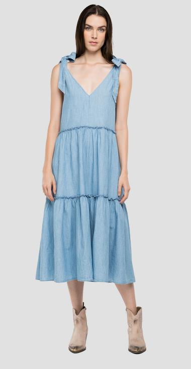 REPLAY MAXI ŠATY S RAMÍNKY NA ZAVAZOVÁNÍ