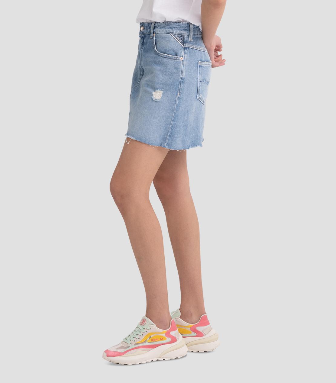 REPLAY DÁMSKÁ DŽÍNOVÁ SUKNĚ S ODĚRKAMI