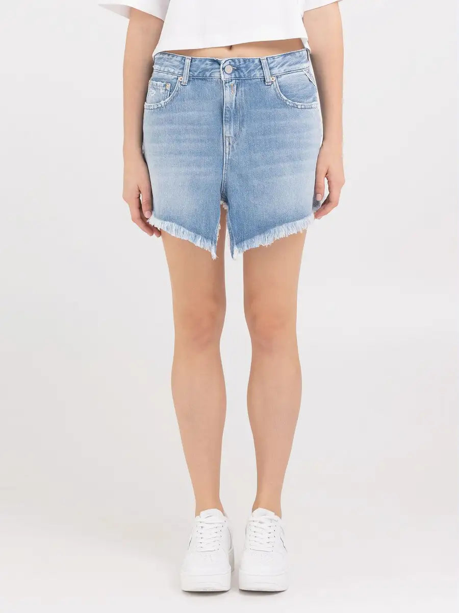 REPLAY SUKNE S TRASPENAMI Z DŽÍNOVINY 