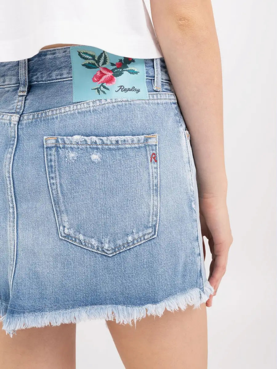 REPLAY SUKNE S TRASPENAMI Z DŽÍNOVINY 