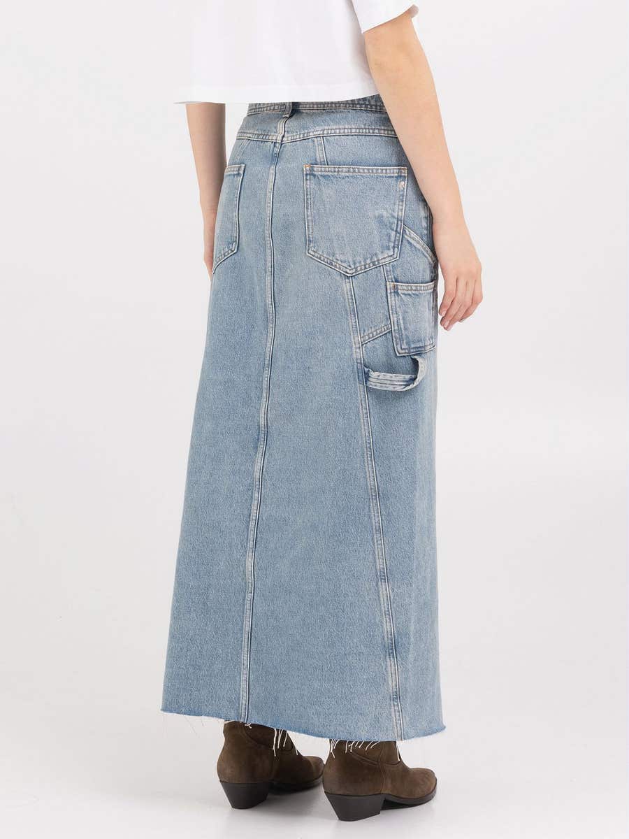 REPLAY DLHÁ SUKNE ZO SVETLÉ DŽÍNOVINY S ROZPARKOM 