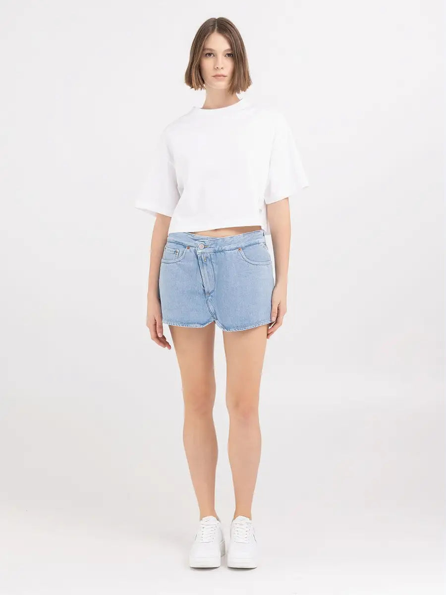 REPLAY SKORT ZE SVĚTLE MODRÉ DŽÍNOVINY