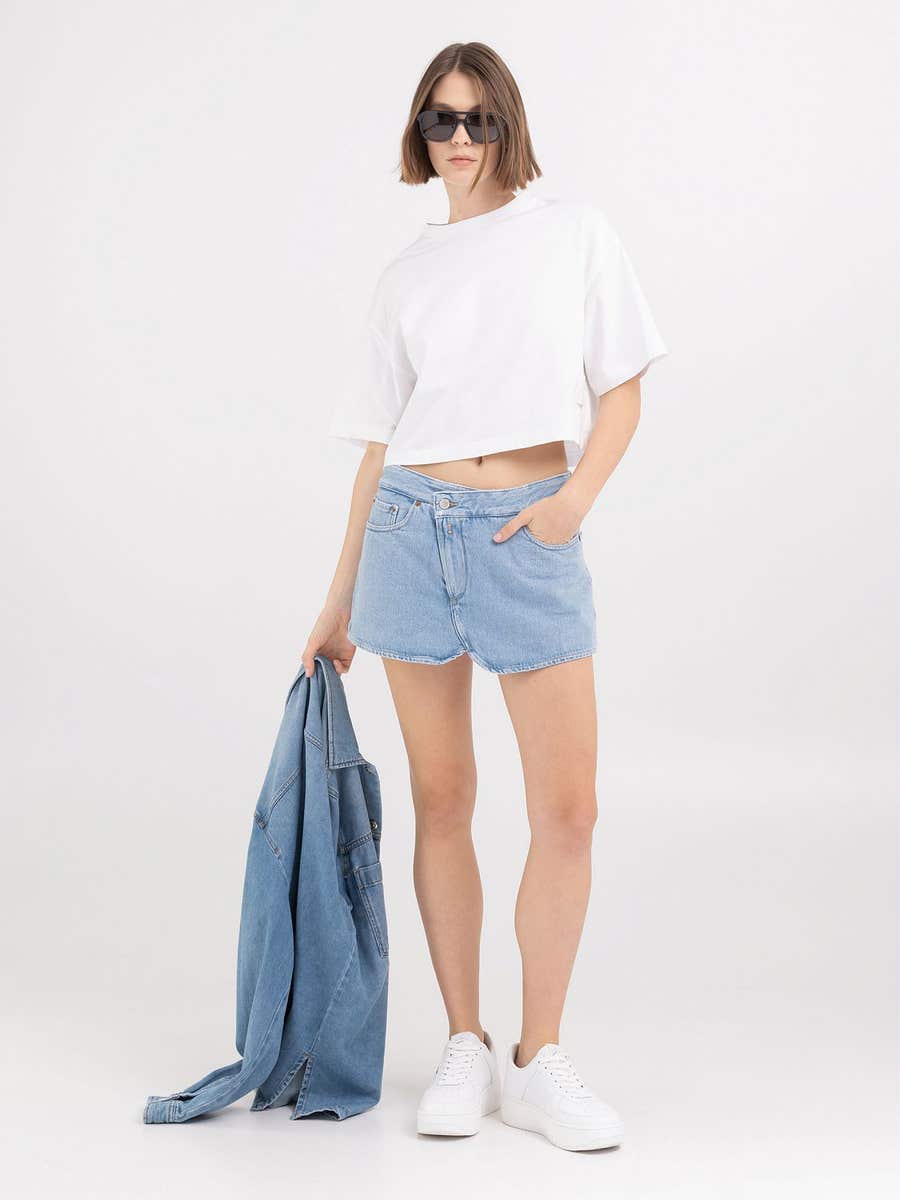 REPLAY SKORT ZE SVĚTLE MODRÉ DŽÍNOVINY