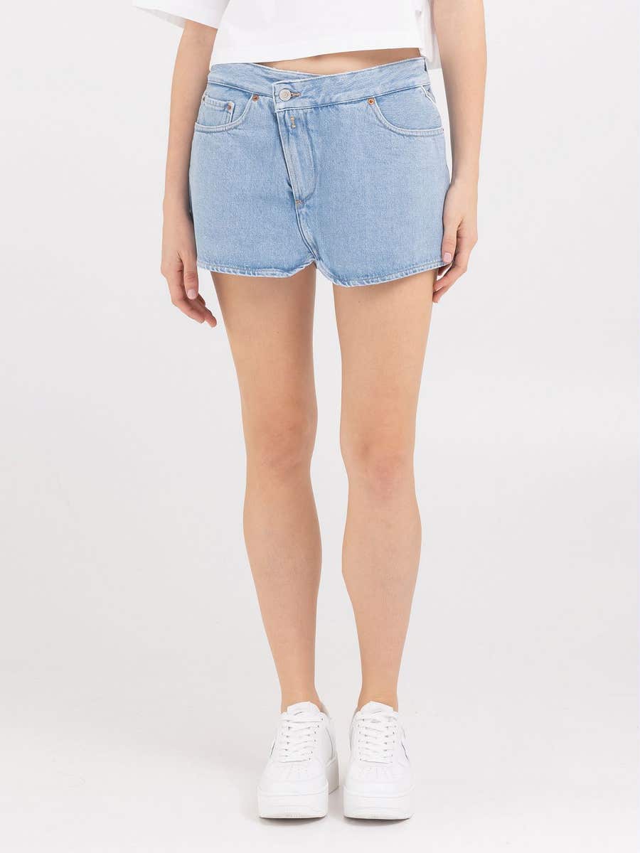 REPLAY SKORT ZE SVĚTLE MODRÉ DŽÍNOVINY