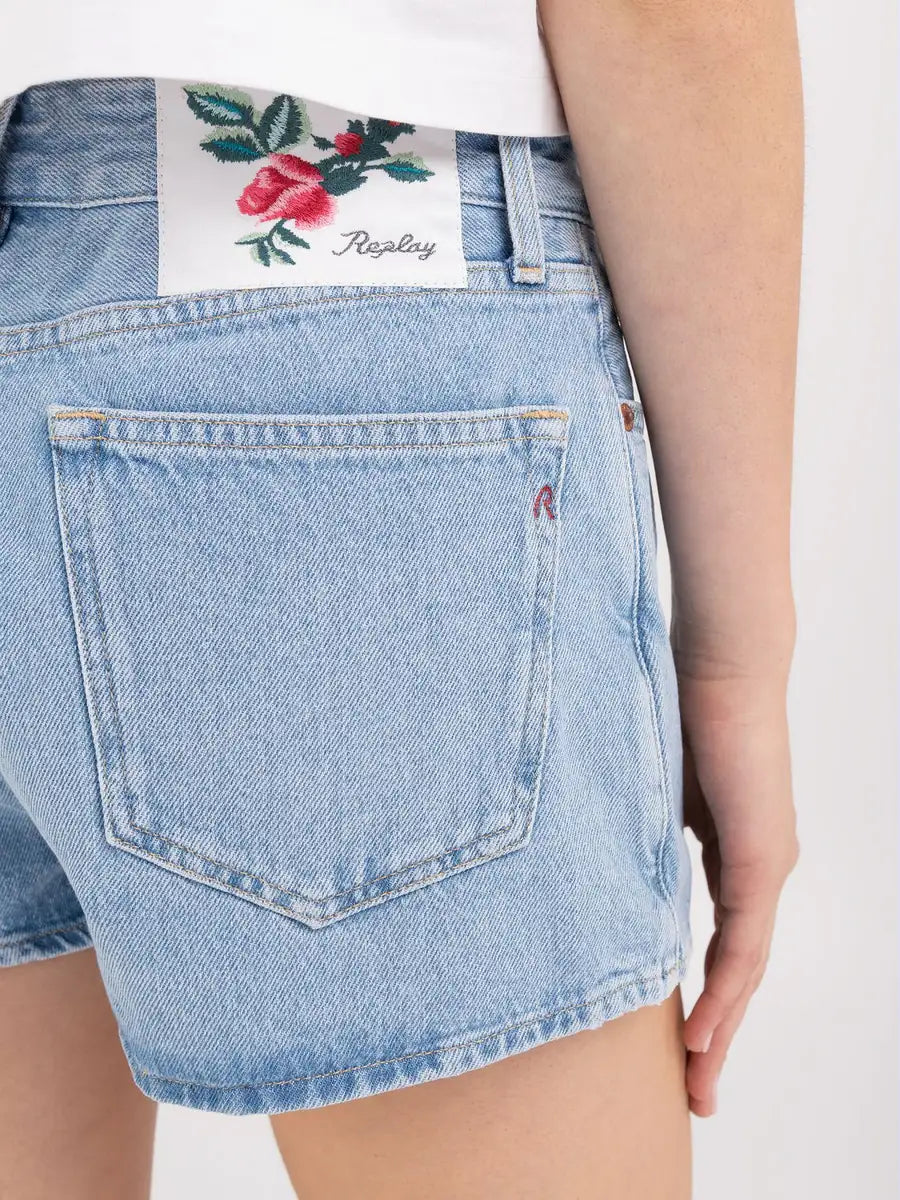 REPLAY SKORT ZE SVĚTLE MODRÉ DŽÍNOVINY