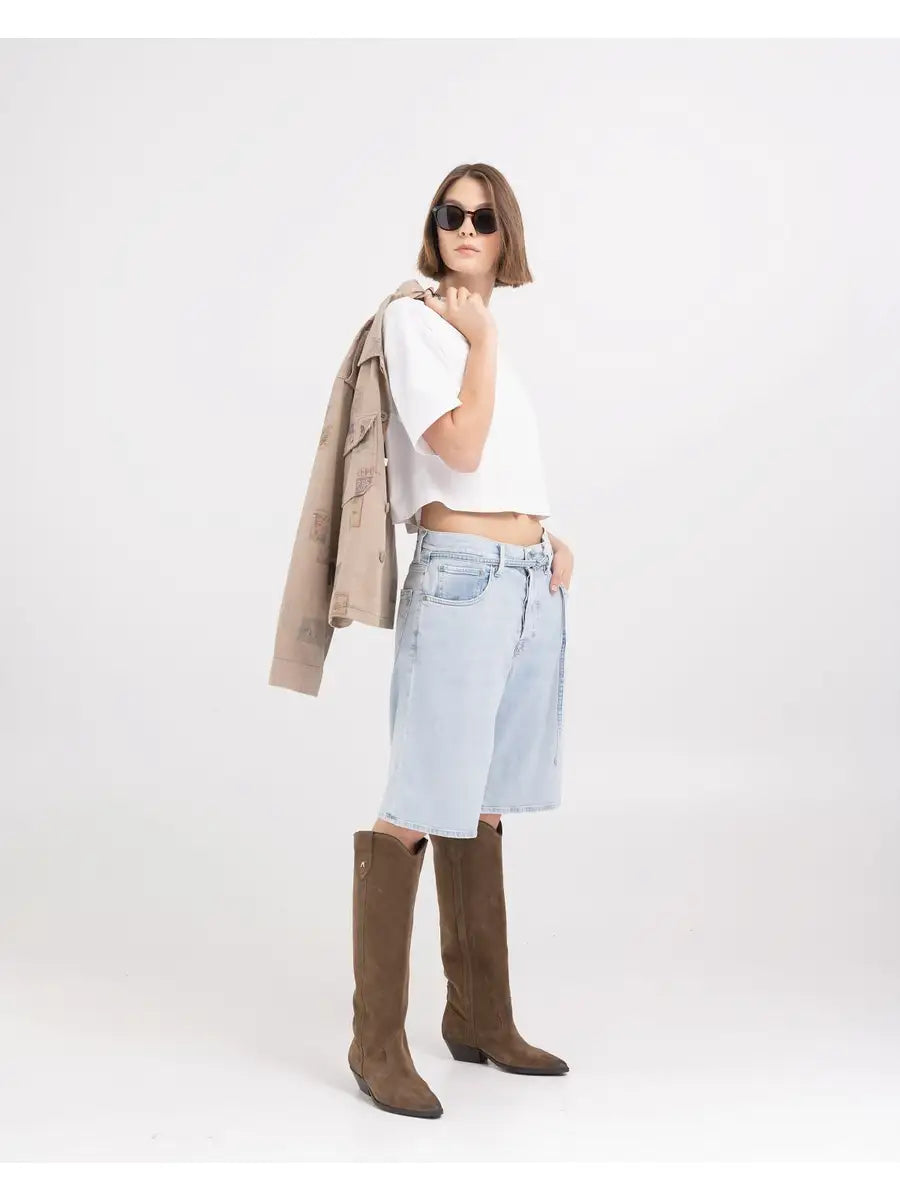 REPLAY DŽÍNOVÉ BERMUDY S PÁSKEM 