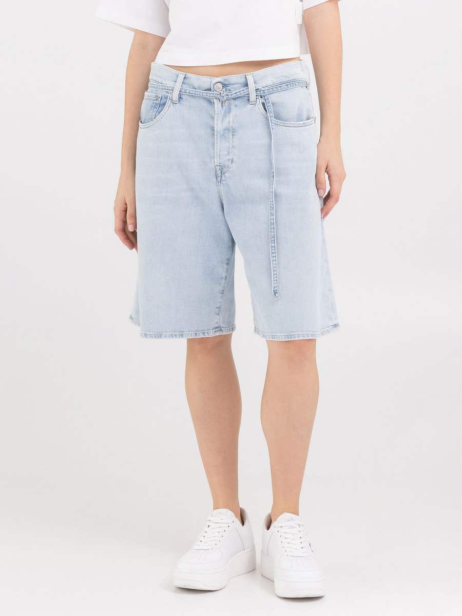 REPLAY DŽÍNOVÉ BERMUDY S PÁSKEM 