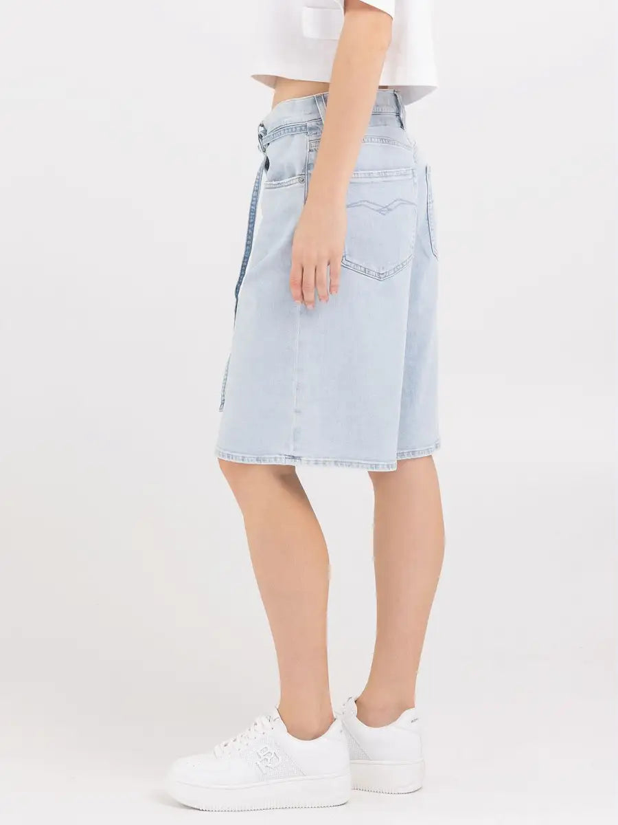 REPLAY WOMEN'S DENIM BERMUDA SHORTS WITH BELT