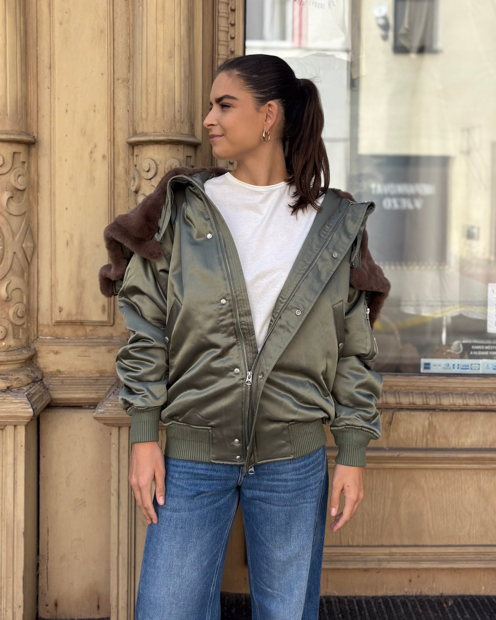 WOMEN'S REPLAY FAUX FUR JACKET WITH HOOD