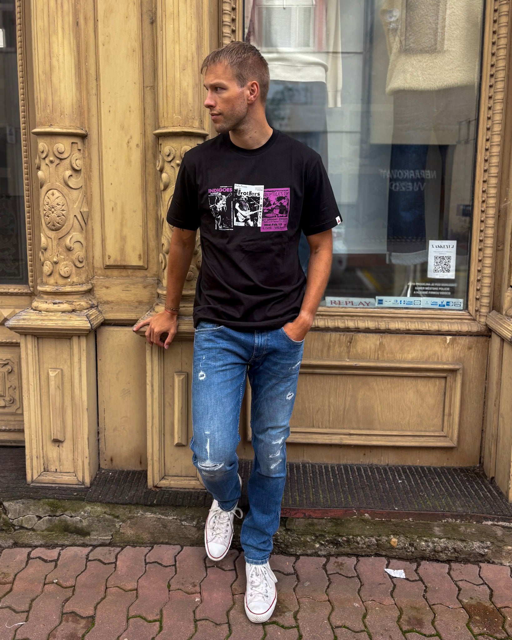 FÉRFI REPLAY PAMUT PÓLÓ GRAFIKUS MINTÁVAL