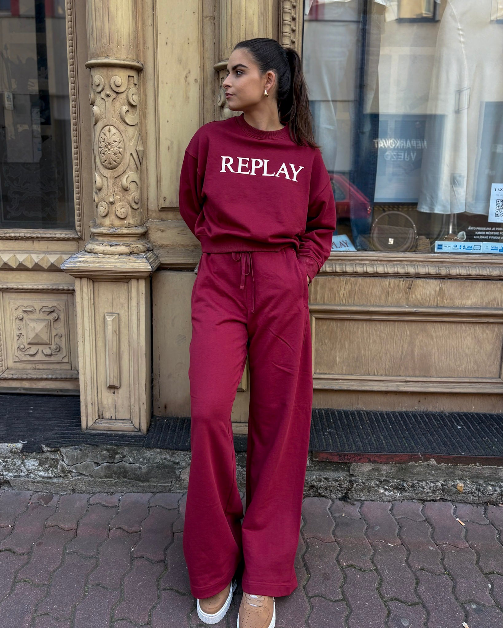 REPLAY WOMEN'S WIDE-LENGTH TROUSERS