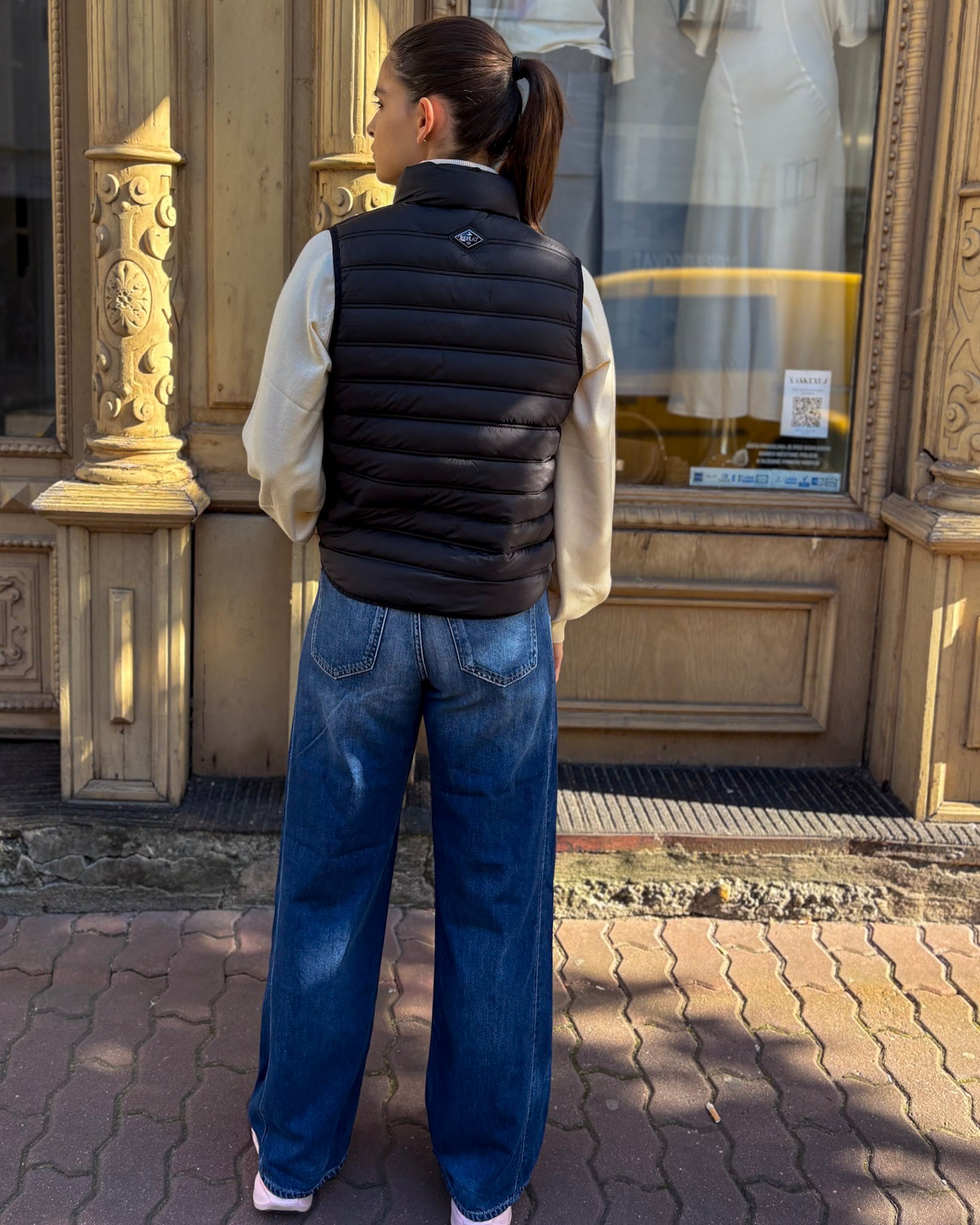 NŐI REPLAY FŰTHETŐ MELLÉNY KERESZTVARÁZSLATTAL